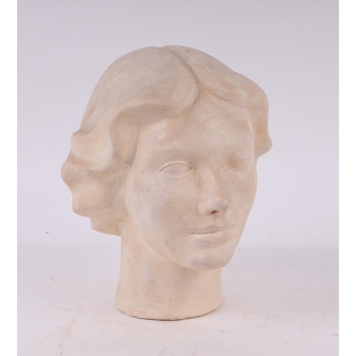 275 - William Dench (circa 1960) - two plaster head studies of young girls, 26cms and 22cms high (2).