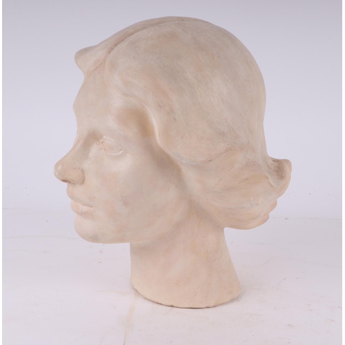 275 - William Dench (circa 1960) - two plaster head studies of young girls, 26cms and 22cms high (2).