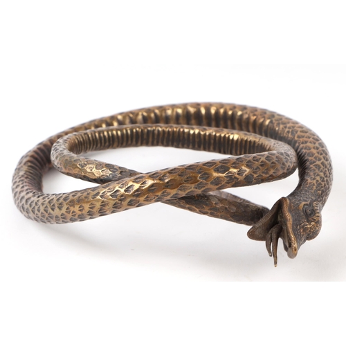 311 - An 18th / 19th century coiled bronze serpent, 20cms wide.