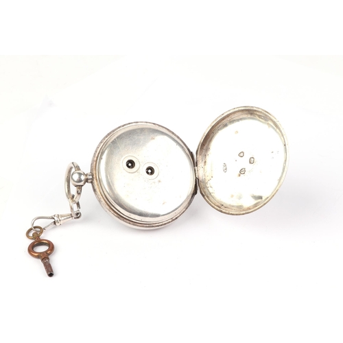 336 - A silver cased open faced pocket watch, the white enamel dial with Roman numerals and subsidiary sec... 