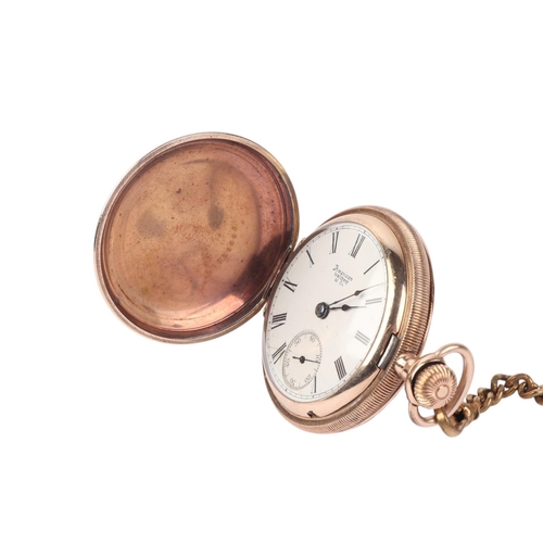 337 - A Waltham gold plated full hunter pocket watch, the white enamel dial with Roman numerals and subsid... 