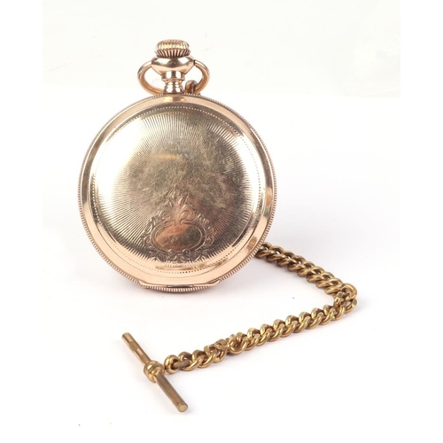 337 - A Waltham gold plated full hunter pocket watch, the white enamel dial with Roman numerals and subsid... 