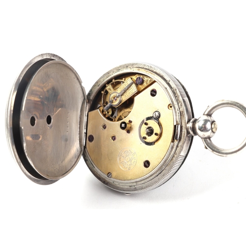 344 - A silver cased open faced pocket watch, the white enamel dial with Roman numerals and subsidiary sec... 