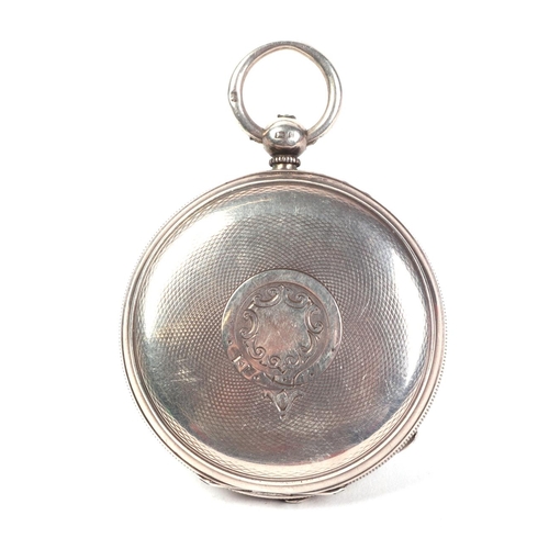 345 - A silver cased full hunter pocket watch, the white enamel dial with Roman numerals and subsidiary se... 