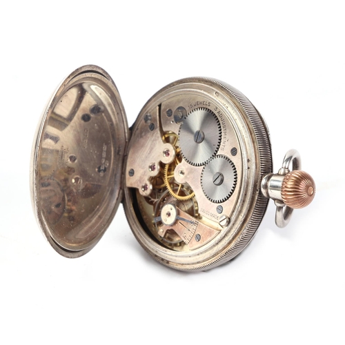 346 - A silver cased open faced pocket watch, the white enamel dial with Arabic numerals and subsidiary se... 