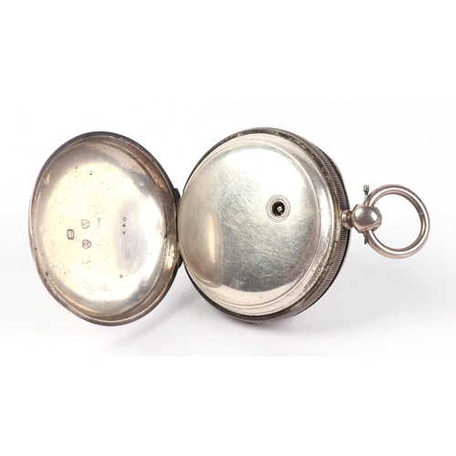 347 - A silver cased open faced pocket watch, the white enamel dial with Roman numerals and subsidiary sec... 