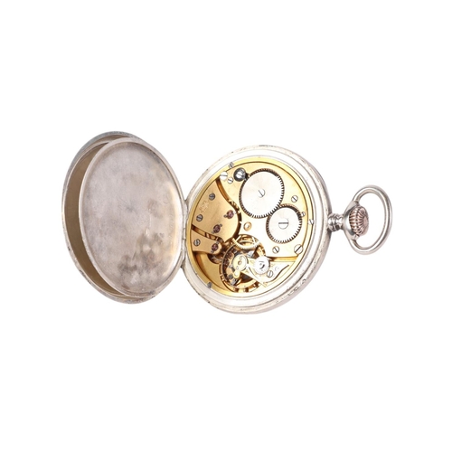 352 - An Omberg silver cased open faced pocket watch, the white enamel dial with Arabic numerals and subsi... 