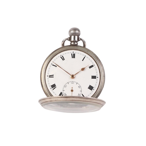 353 - A silver cased open faced pocket watch, the white enamel dial with Roman numerals and subsidiary sec... 