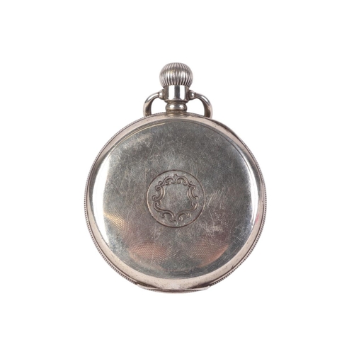 353 - A silver cased open faced pocket watch, the white enamel dial with Roman numerals and subsidiary sec... 