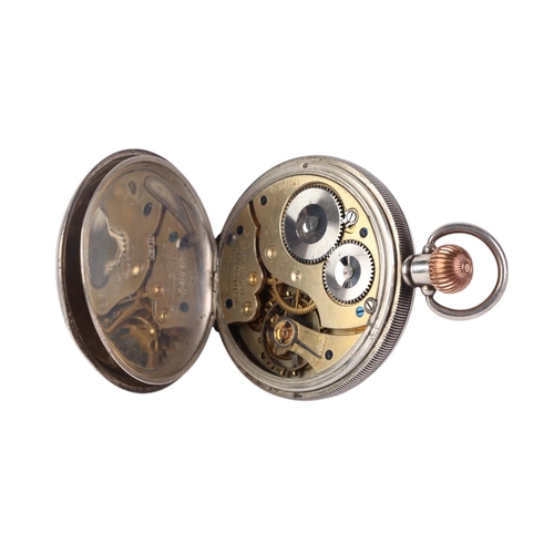 356 - A silver cased open faced pocket watch, the white enamel dial with Roman numerals and subsidiary sec... 