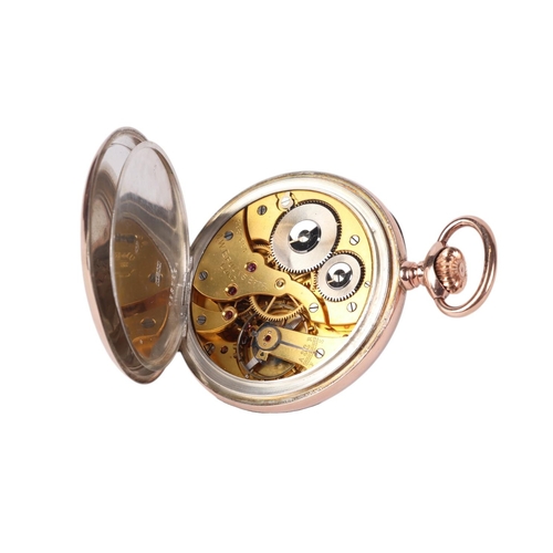 357 - A Bruuns silver and yellow metal cased open faced pocket watch, the white enamel dial with Arabic nu... 