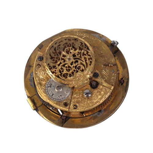 358 - A George III fusee pocket watch movement, signed Alex. Hollison, London, the white enamel dial with ... 