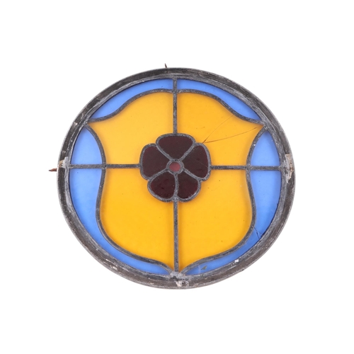 37 - Two leaded stained glass roundels, the largest 55cms diameter (2).