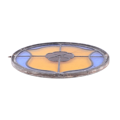 37 - Two leaded stained glass roundels, the largest 55cms diameter (2).