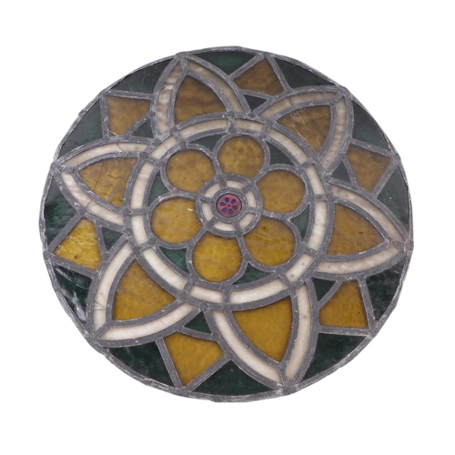 37 - Two leaded stained glass roundels, the largest 55cms diameter (2).