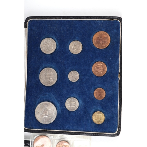 374 - A cased 1953 coin set; together with a quantity of loose coinage including commemorative coins.