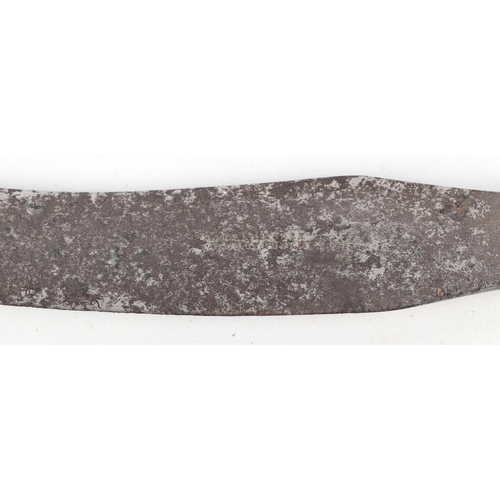 376 - A 19th century Dutch silver coloured metal handled carving knife with 19cms long blade.