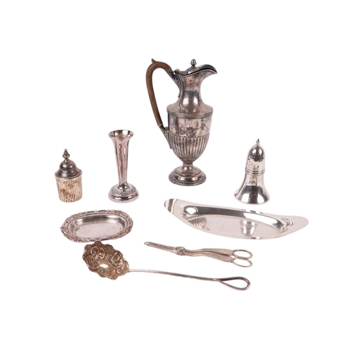 382 - A quantity of silver plated items to include pierced bonbon dishes, trays, teapot and five silver ha... 