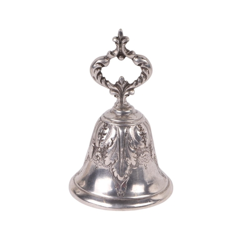 399 - A French silver beaker; together with a continental silver bell, 214g.