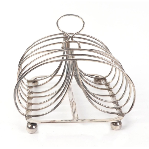 452 - A Victorian six-division toast rack, Birmingham 1889, 184g.