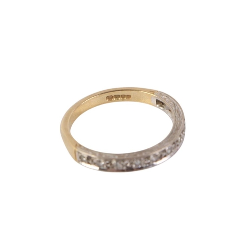 491 - An 18ct gold diamond set half eternity ring, approx UK size O, 3.3g.