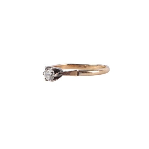 535 - A 9ct gold & silver white stone solitaire ring, approx UK size R, 2g.