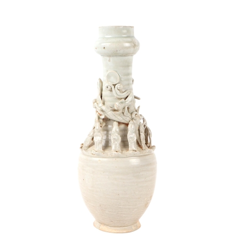 657 - A Chinese pale celadon glazed Qingbai funerary jar, 30cms high.