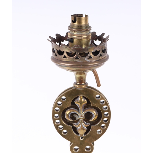 691 - A Victorian brass table lamp, 50cms high.