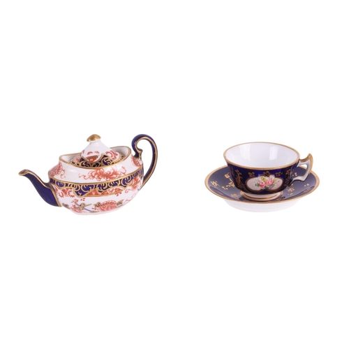 751 - A group of miniature ceramics to include a Royal Crown Derby teapot; a Royal Crown Derby cup and sau... 