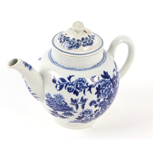 768 - A Worcester First Period fence pattern teapot, 15cms high.