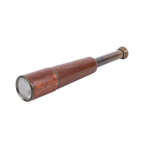 808 - A BC & Co. Ltd three-draw leather cased military telescope made for Parker-Hale, 76cms long extended... 