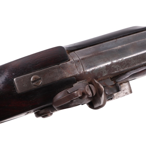 827 - A 19th century flintlock blunderbuss by Evans, with flared muzzle, brass trigger guard and fittings,... 