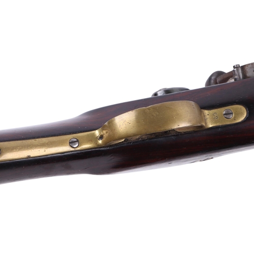 827 - A 19th century flintlock blunderbuss by Evans, with flared muzzle, brass trigger guard and fittings,... 