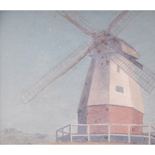 857 - In the manner of William Ratcliffe (1870-1955) - Windmill Hildenborough - oil on board, 15 by 17cms,... 