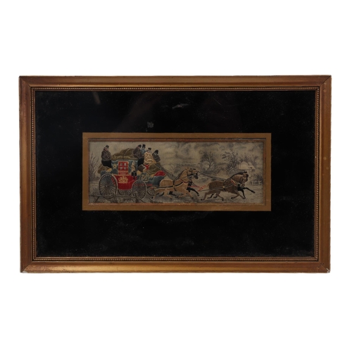 867 - 19th century school - King George IV Driving a Carriage - pen & ink, framed & glazed, 22 by 13.5cms;... 