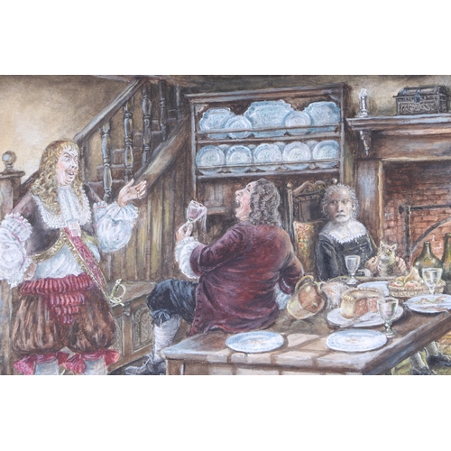 871 - Attributed to Graham Thomas Oakley (British 1929-2022) - A Gathering in a 17th Century Kitchen - wat... 