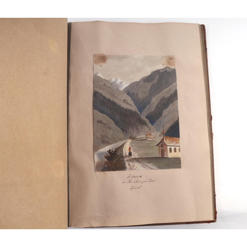 889 - Charles Porcher - a Grand Tour album containing sixty three watercolours depicting scenes of the Alp... 