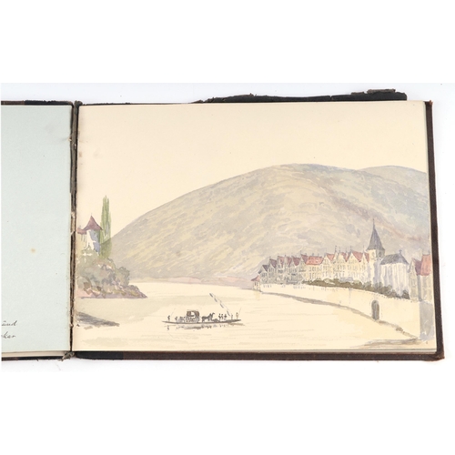 889 - Charles Porcher - a Grand Tour album containing sixty three watercolours depicting scenes of the Alp... 