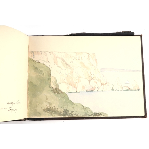 889 - Charles Porcher - a Grand Tour album containing sixty three watercolours depicting scenes of the Alp... 