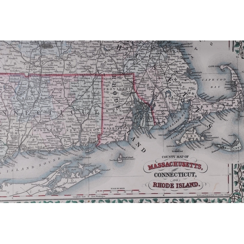 9 - Mitchell, Samuel Augustus - County Map of Massachusetts, Connecticut, and Rhode Island - drawn and e... 