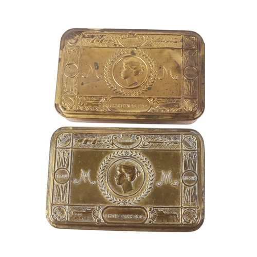 94 - Two WWI Princess Mary Christmas tins; together with a silver Royal Navy sweetheart brooch and two Na... 