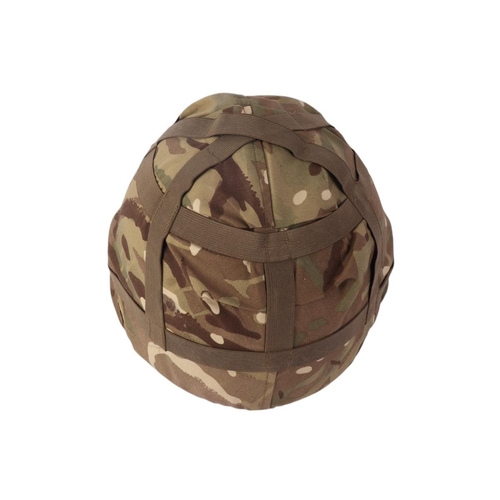 95 - A Para's helmet with camouflaged outer and chin strap.