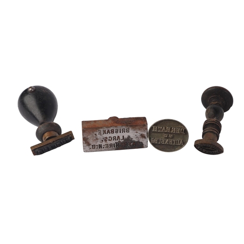 951 - A quantity of company desk seals and stamps.