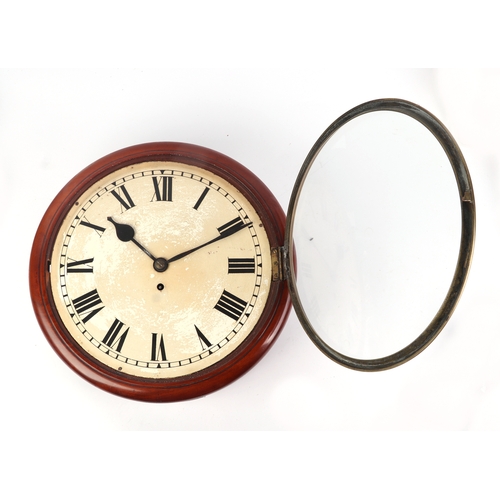 324 - A Victorian mahogany cased wall clock with fusee movement, the white painted dial with Roman numeral... 