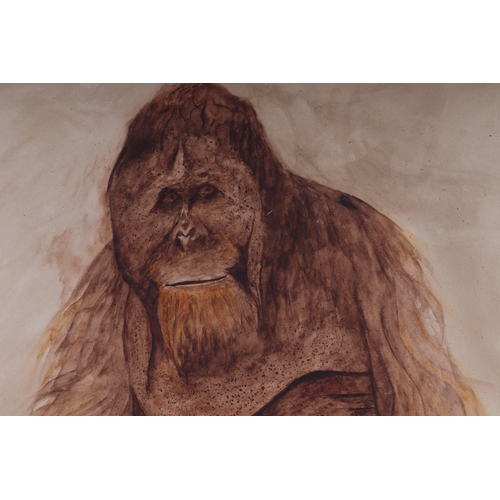 170 - Johnson Poole - Portrait of the Jersey Zoo Orangutan - watercolour, signed lower right, 45 by 65cms,... 