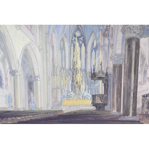 898 - Robert Gibbings (1889-1958) - An Interior Cathedral Scene - watercolour and pencil, signed lower lef... 