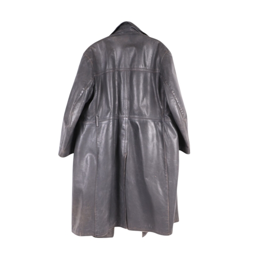 115 - A vintage leather three-quarter length coat, made in the WWII German Officer's style.