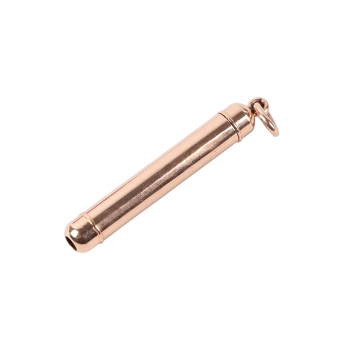 574 - A 14ct rose gold fob pencil, 4.5cms long, 8g.