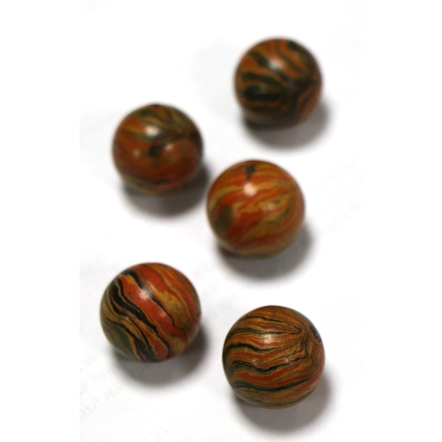 790 - A group of five rare Gutta Percha marbles, each approx 2.5cms diameter (5).