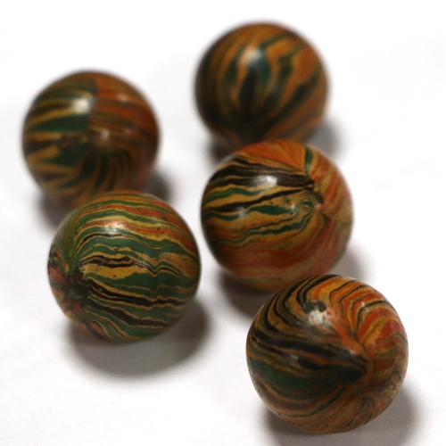 790 - A group of five rare Gutta Percha marbles, each approx 2.5cms diameter (5).